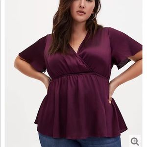 Metallic dark purple surplice top